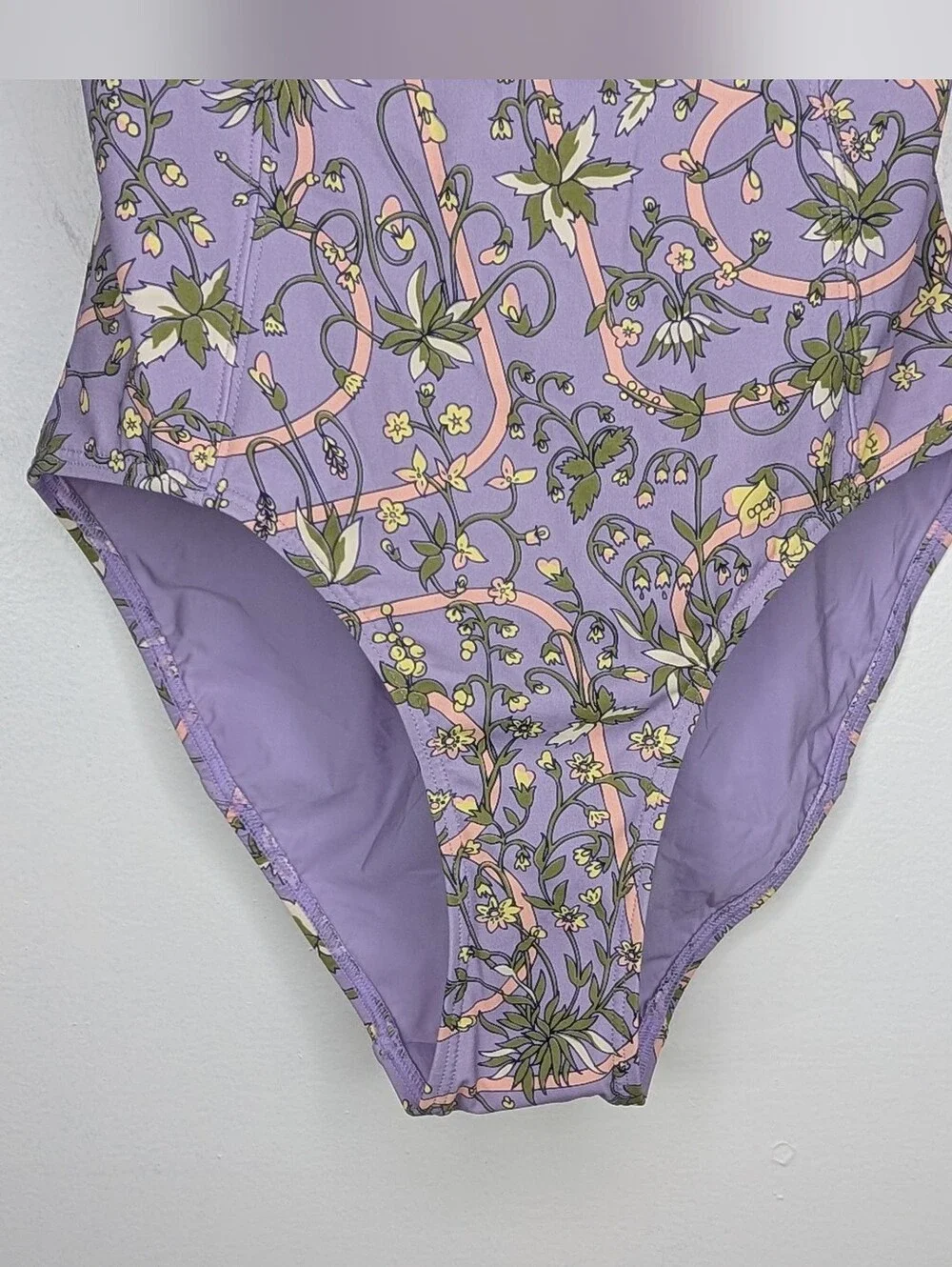 NWT Tory Burch Lilac Garden Medallion Underwire One Piece Swimsuit Size XS New